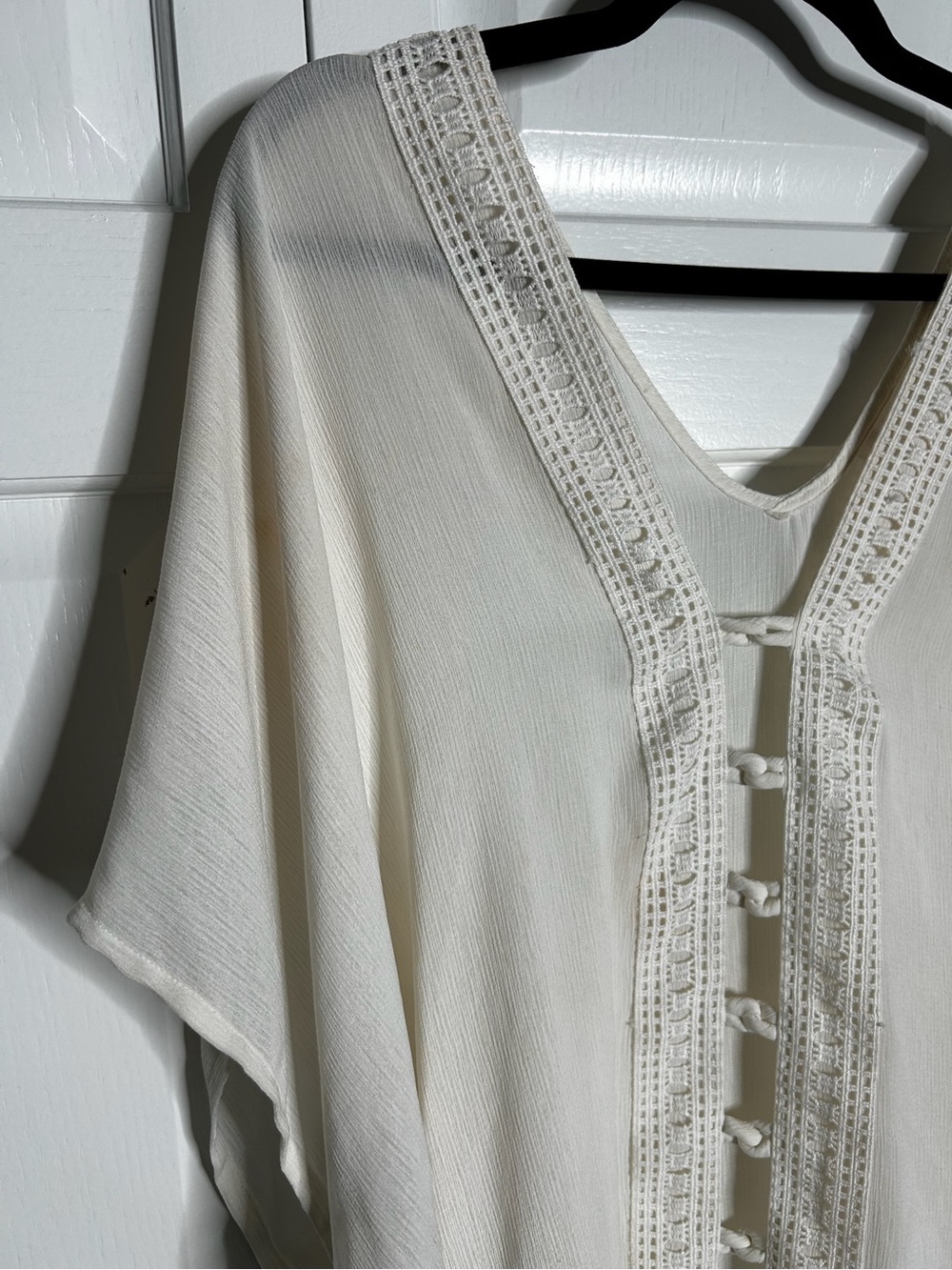 Ivory Crochet Trim V-Neck Tunic | Swim coverup | Swimwear